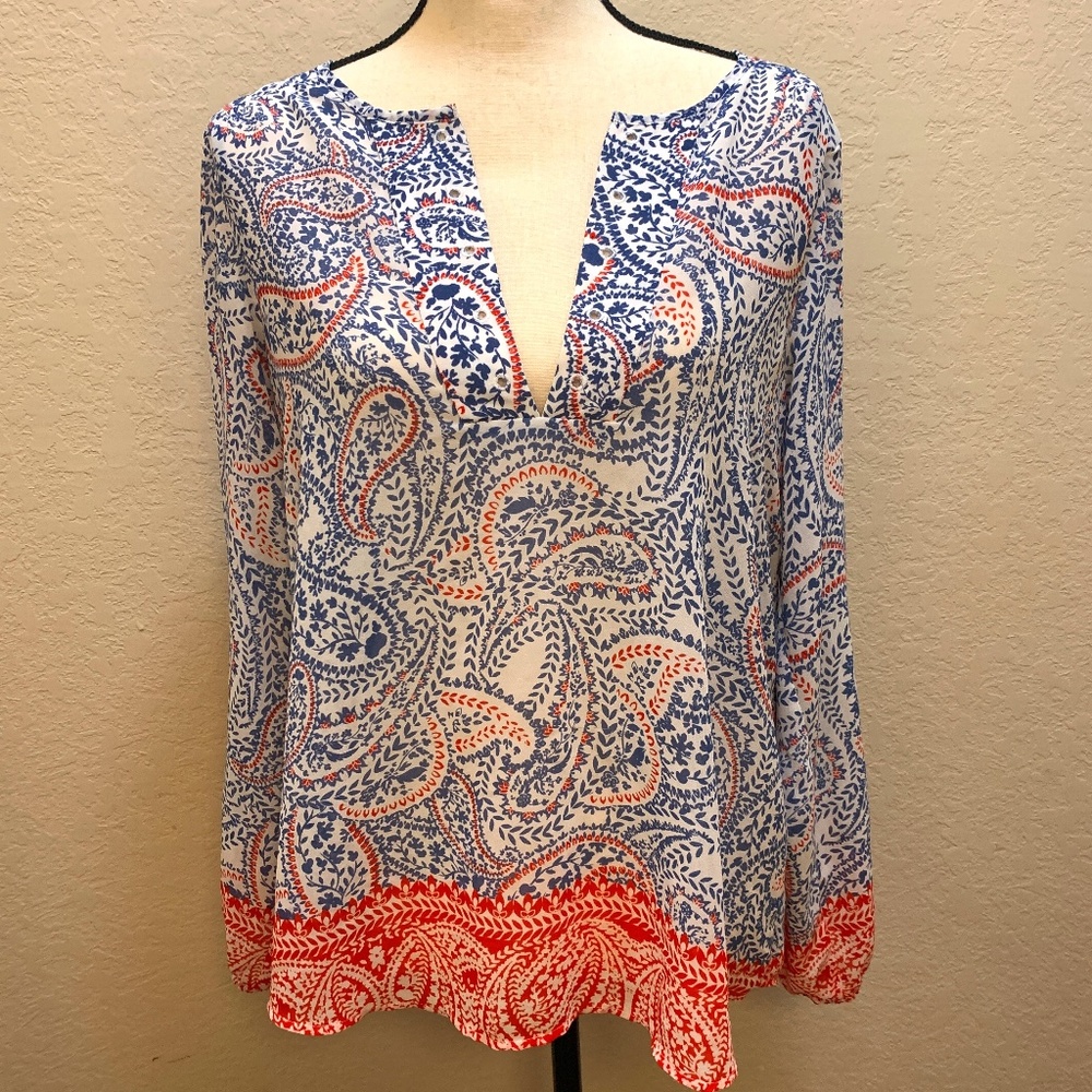 ARIAT Paisley Women's Sheer Oversize Blouse Size Small P